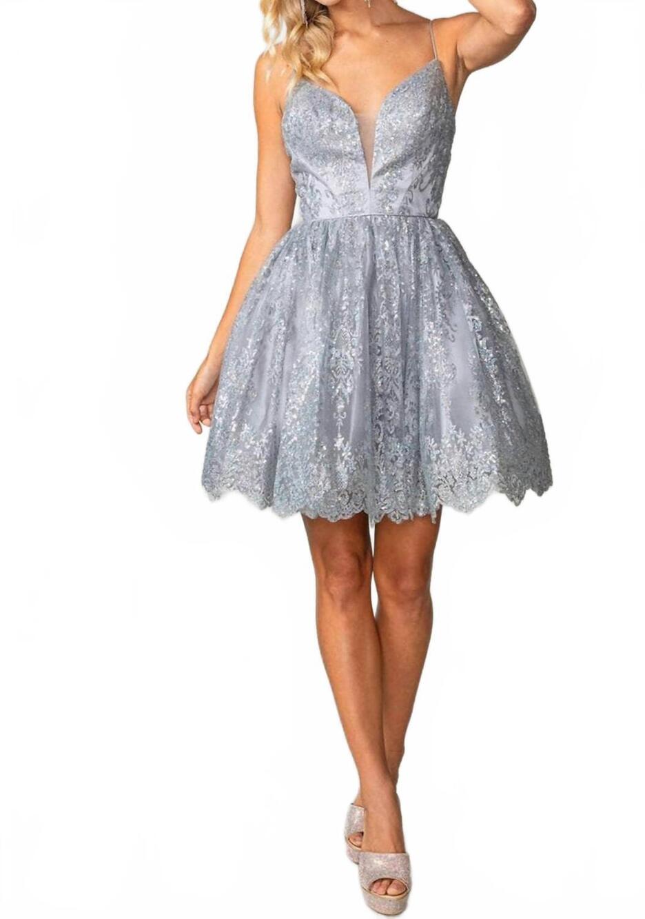 NEW DANCING QUEEN sequin a-line cocktail dress in silver